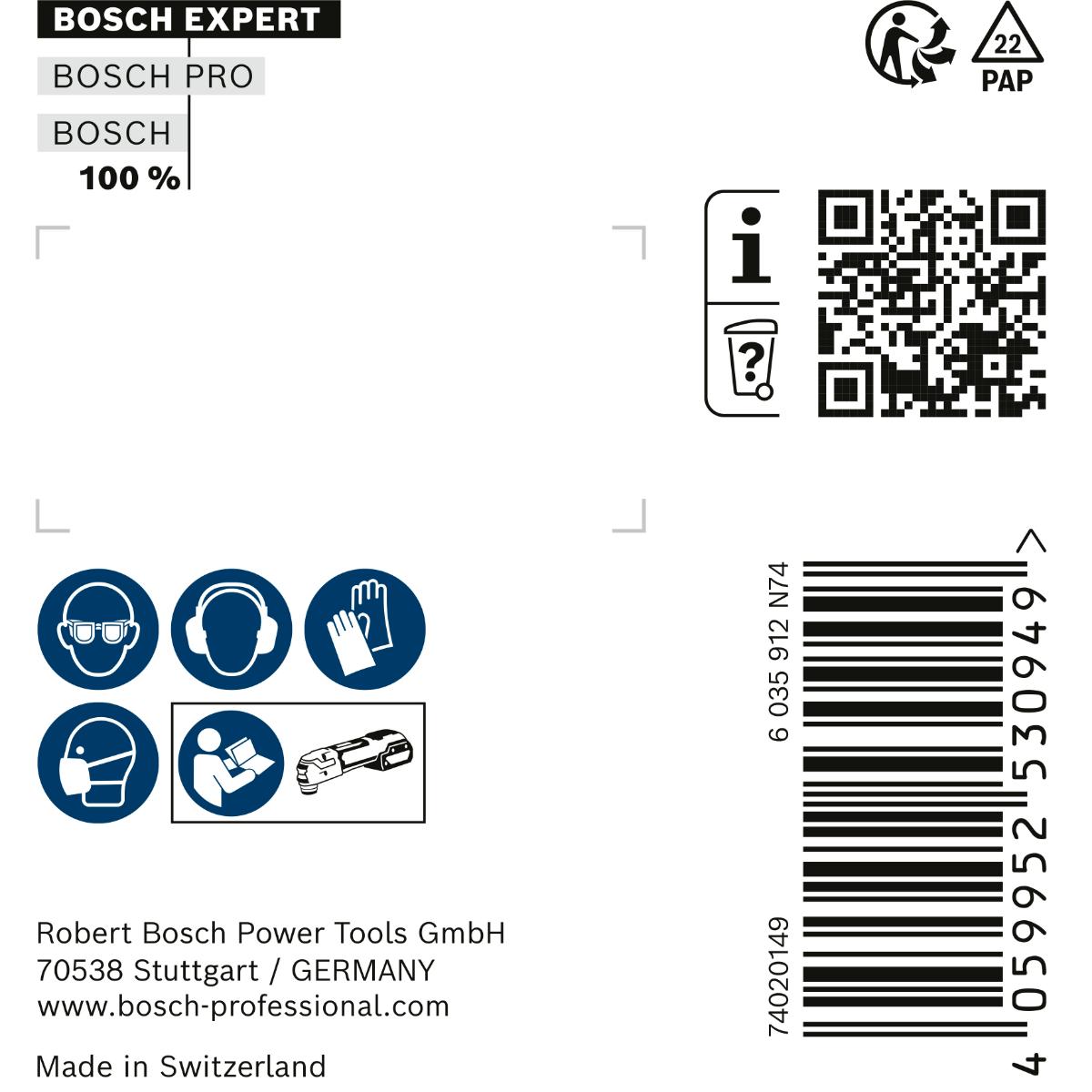 Bosch EXPERT 3 max AVZ 70 RT4 Platte zum Entfernen von Fugen für Multifunktionswerkzeuge, 70 mm, 10 Stück