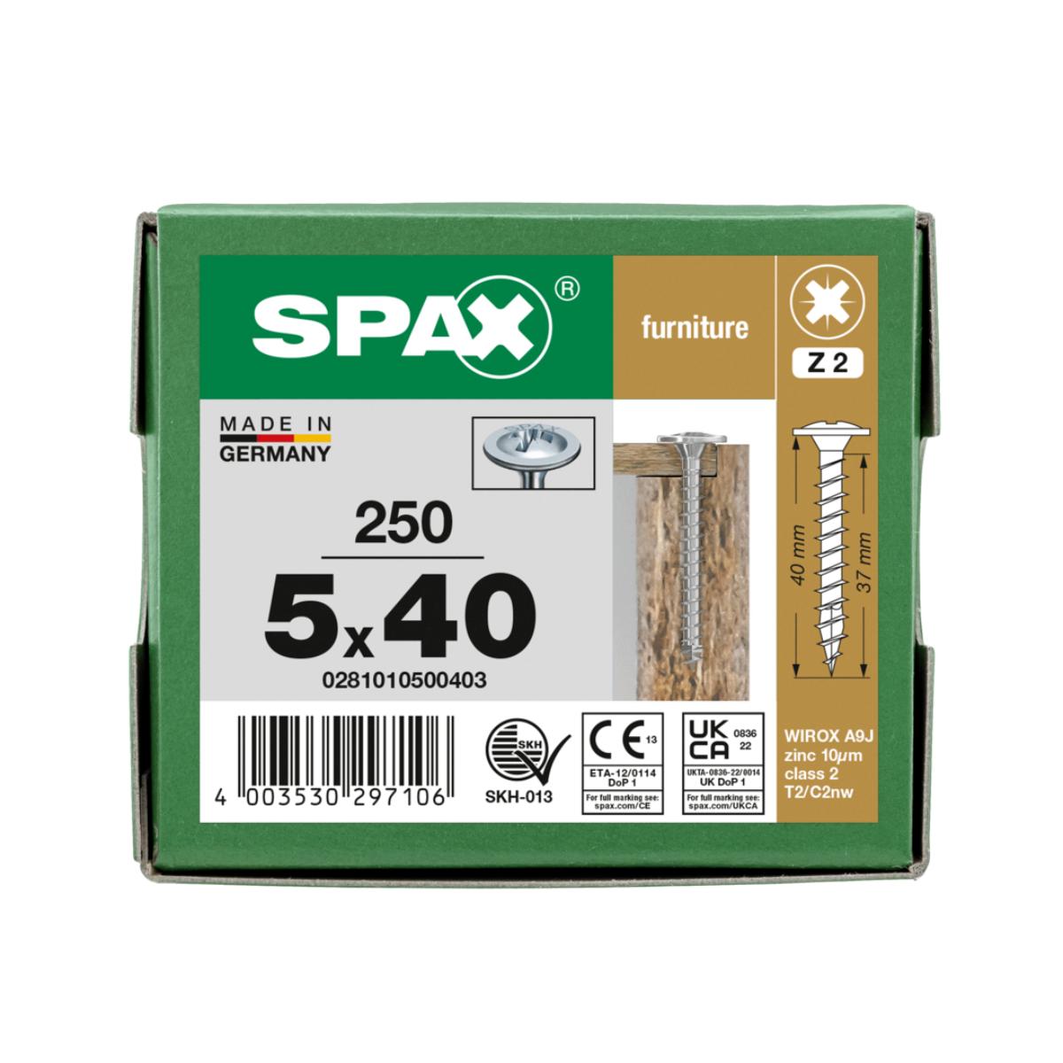 SPAX Universalschraube Vollgewinde Rückwandkopf Kreuzschlitz Z 4CUT, WIROX, 250 Stück