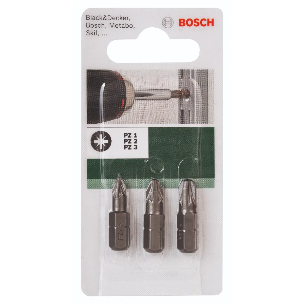 Bosch Schrauberbit-Set für Pozidriv-Kreuzschlitzschrauben (PZ), 3-tlg.