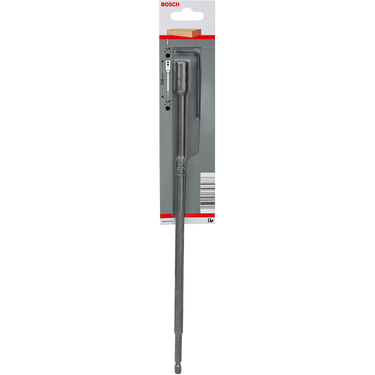 Bosch Verlängerung 1/4 Zoll, Sechskantschaft für Flachfräsbohrer Self Cut Speed, 305mm