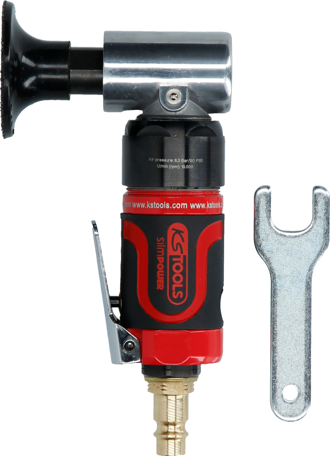 KS Tools SlimPOWER Mini-Druckluft-Schleifmaschine für große Pads, 19000 U-min