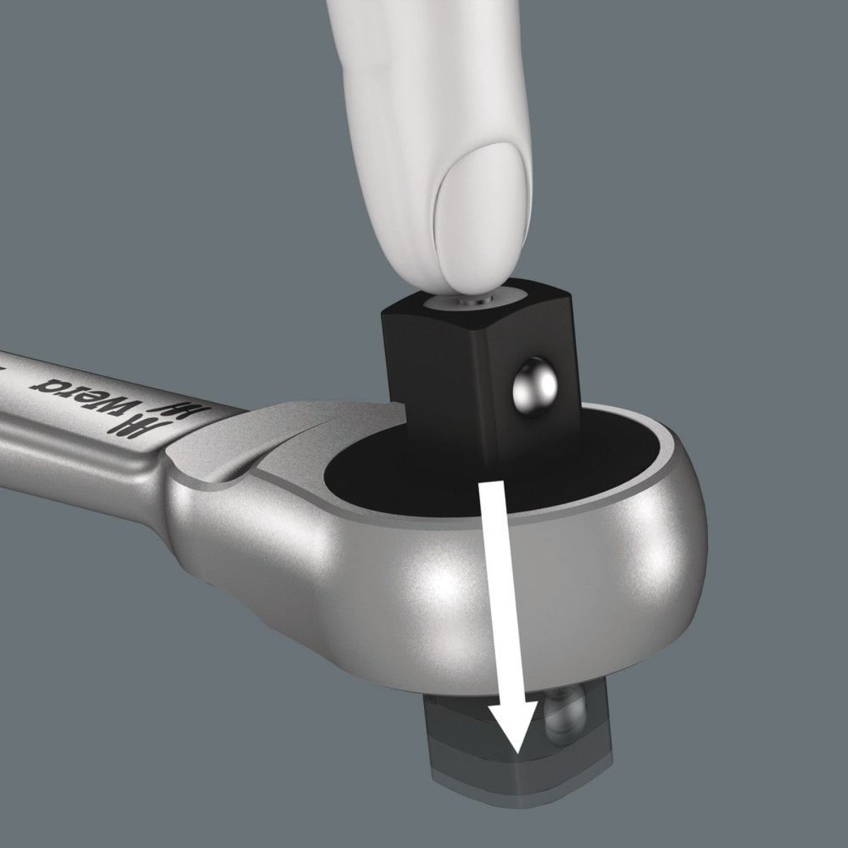 Wera 8003 C Zyklop Metal-Knarre mit Durchsteckvierkant mit 1/2"-Antrieb