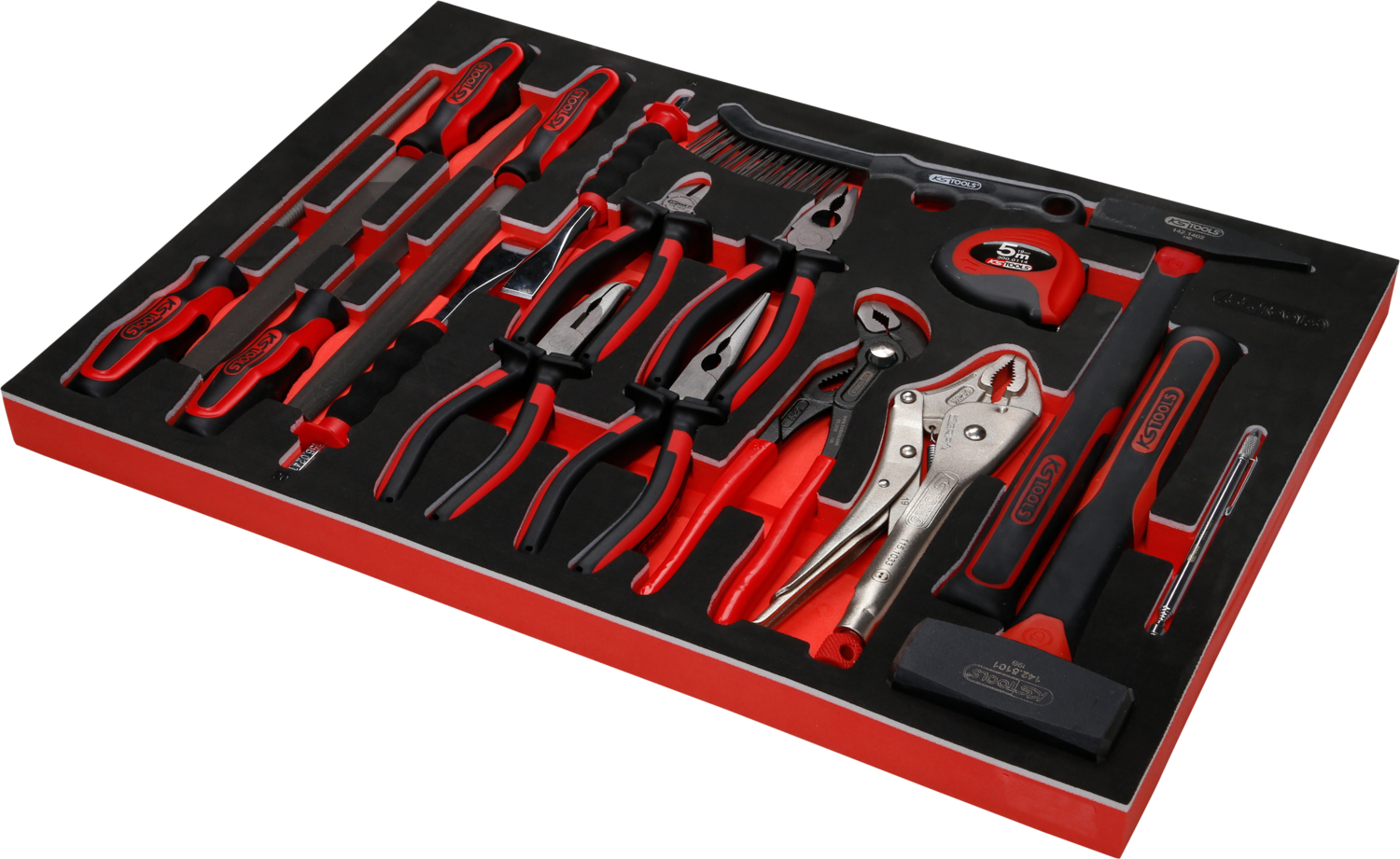 KS Tools Zangen- Hammer- und Meißel-Satz in Schaumstoffeinlage, 17-tlg