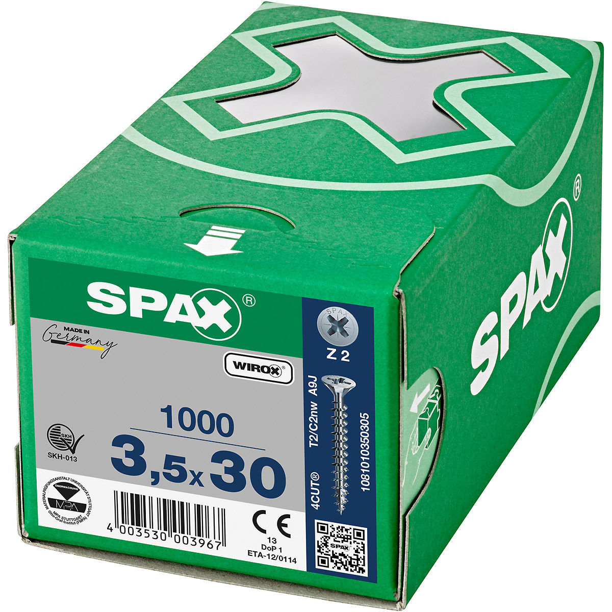 SPAX Senkmultikopf Bremsrippen Kreuzschlitz Z2 Vollgewinde WIROX, 1000 Stück