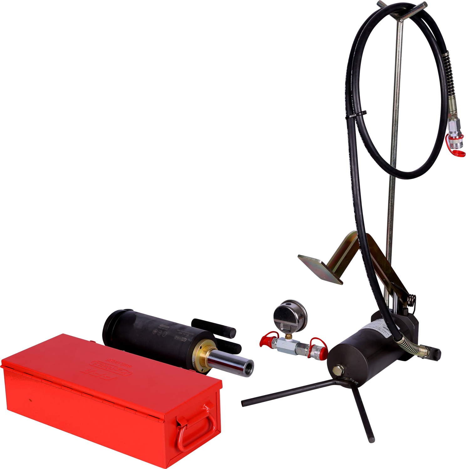 KS Tools Hydraulik-Einheit 32t, mit Hydraulik-Pumpe und Manometer, 11-tlg