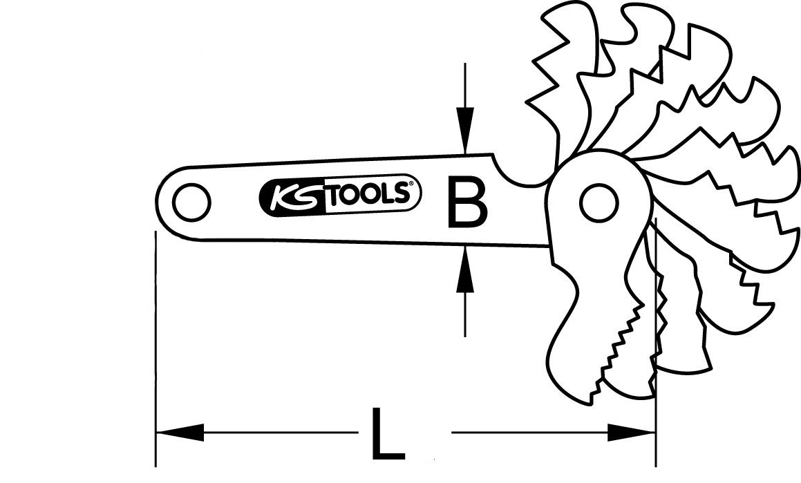 KS Tools Trapez-Gewindestahllehre, für 30° Gewinde, 2-12mm