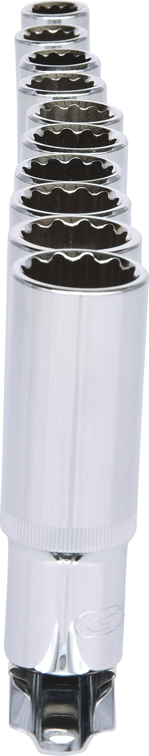KS Tools 1/2" CHROMEplus 12kant-Stecknuss-Satz, lang, 10-tlg, 10-19mm