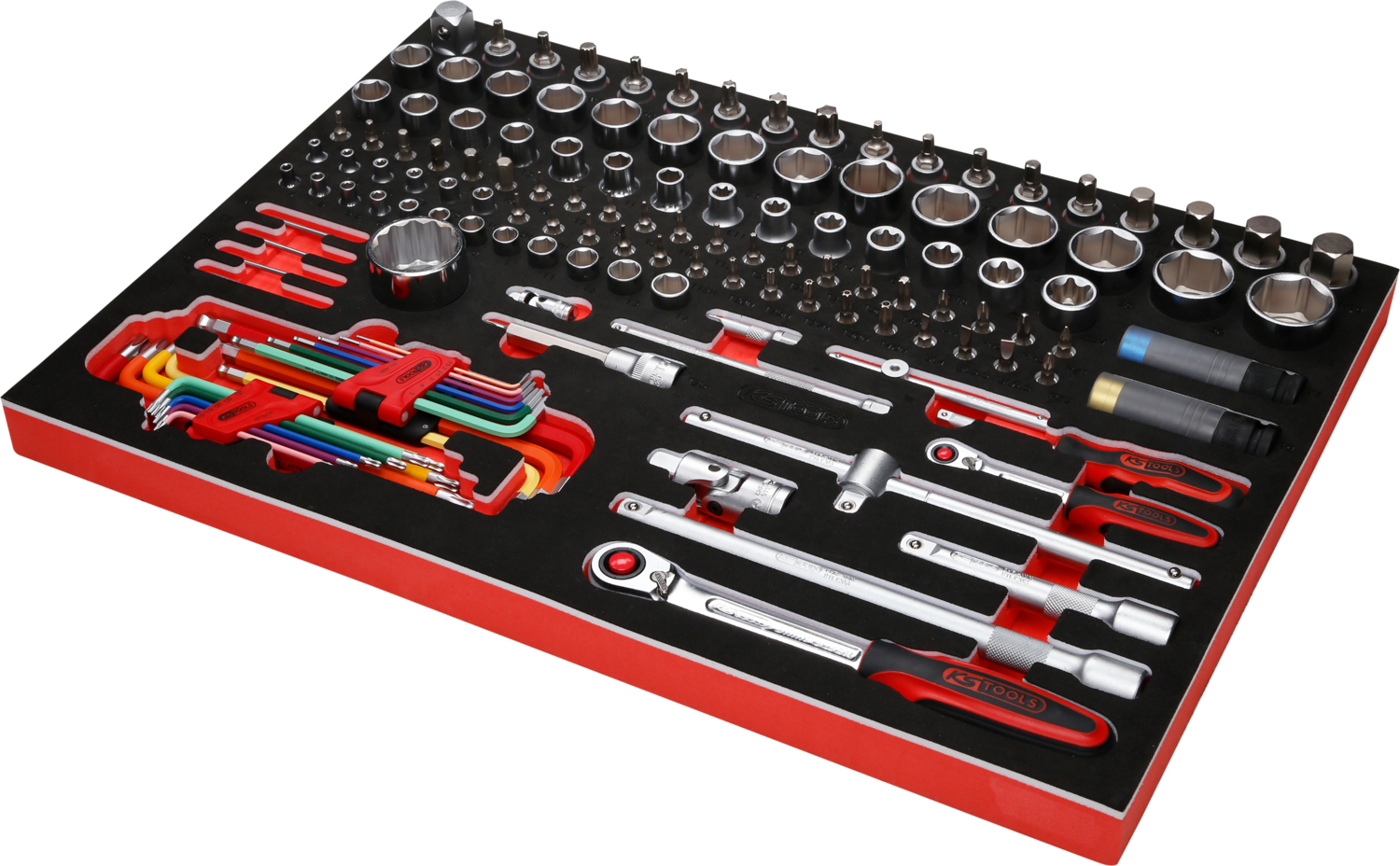 KS Tools 1-4'' + 1-2'' Steckschlüssel-Satz in Schaumstoffeinlage, 137-tlg