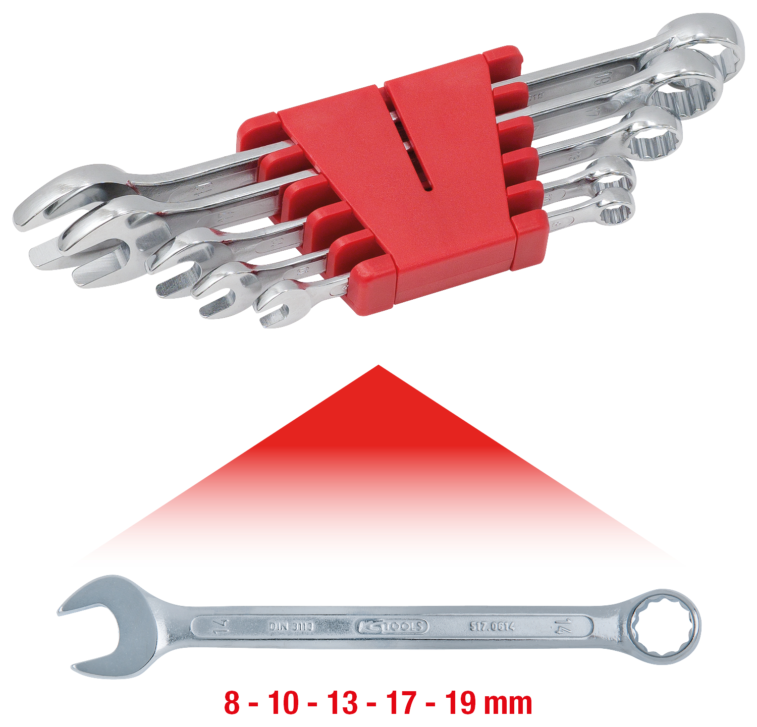 KS Tools Ringmaulschlüssel-Satz, abgewinkelt, 5-tlg 8-19mm