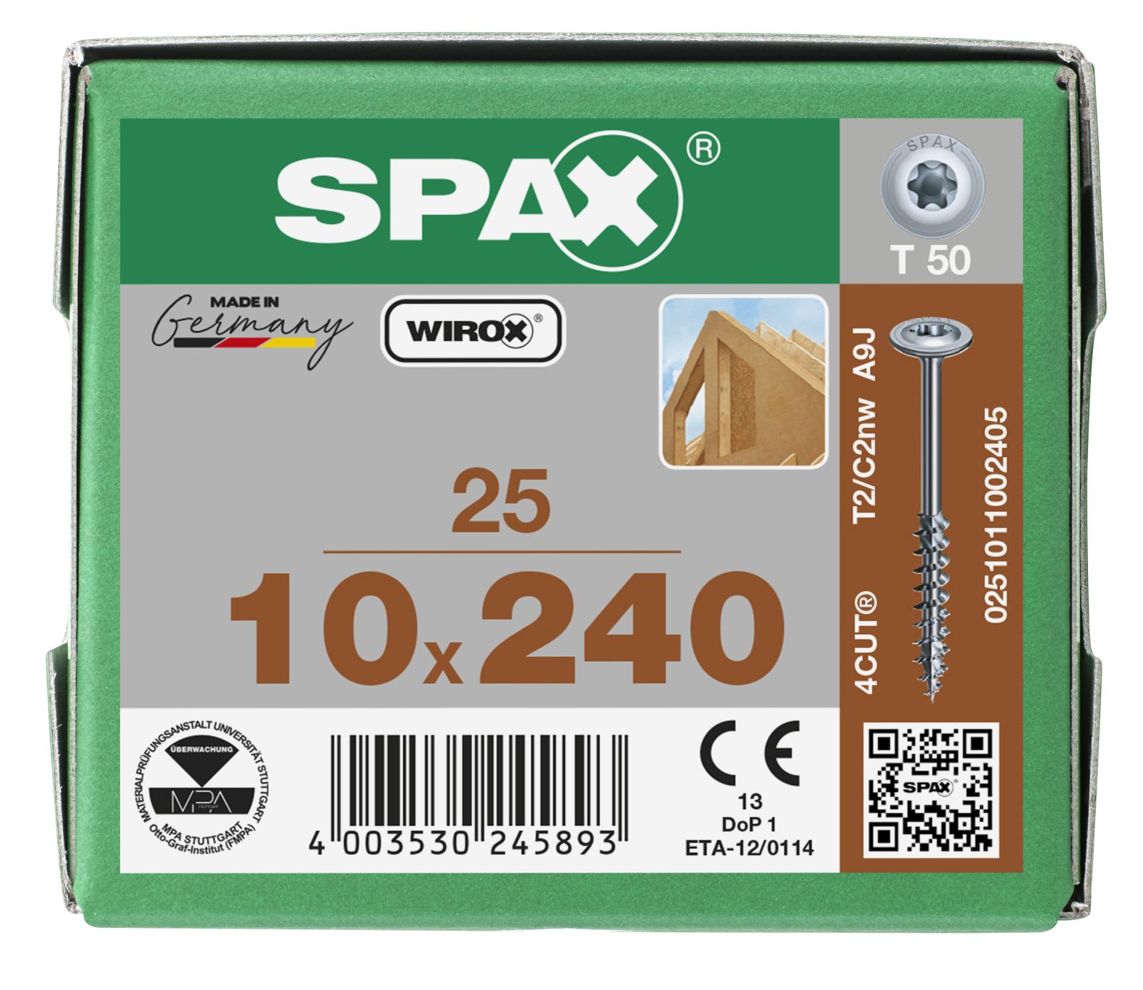 SPAX Tellerkopf T-Star T50 Teilgewinde WIROX, 25 Stück