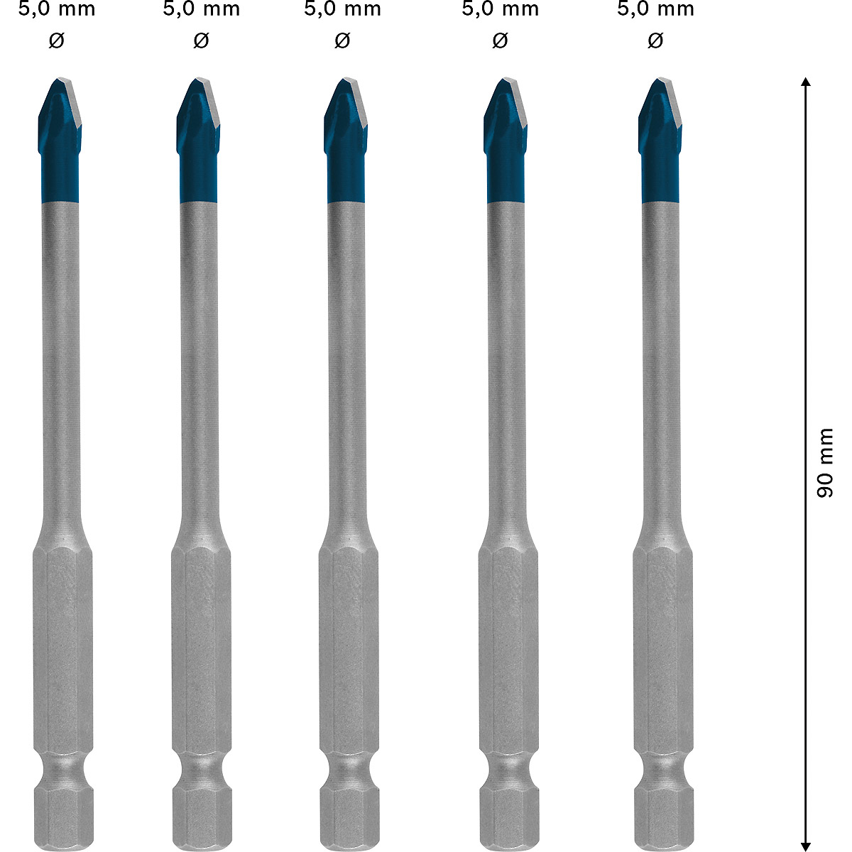 Bosch EXPERT HEX-9 HardCeramic Dachziegel-Bohrer-Set,  5-tlg., für Dreh- und Schlagbohrer