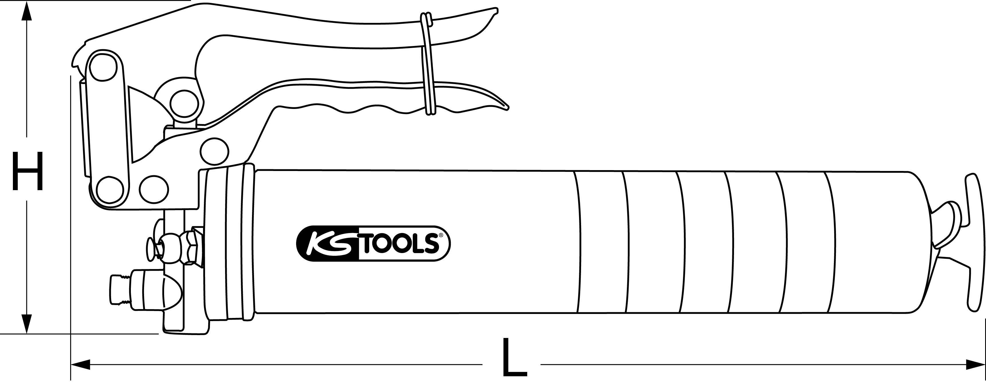 KS Tools Einhand-Fettpresse mit starrem Füllrohr, 350mm