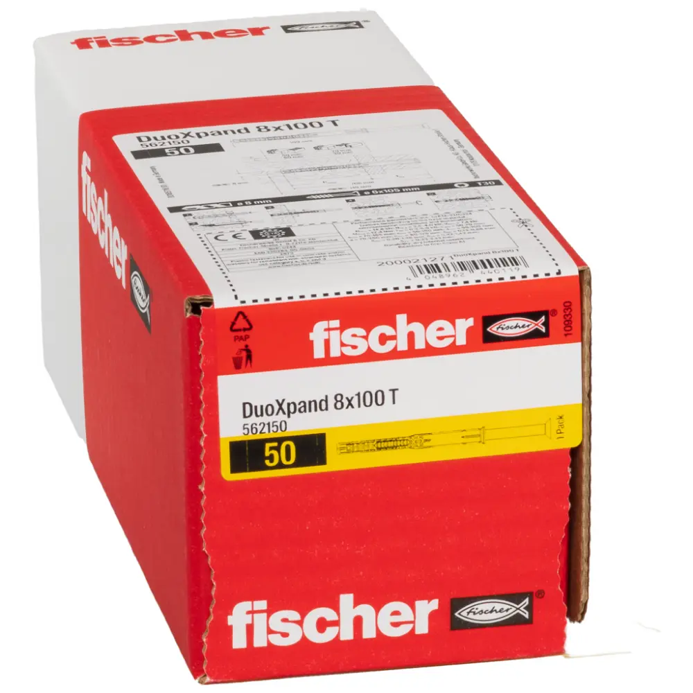 Fischer Langschaftdübel DuoXpand 8x100 T mit Senkkopfschraube
