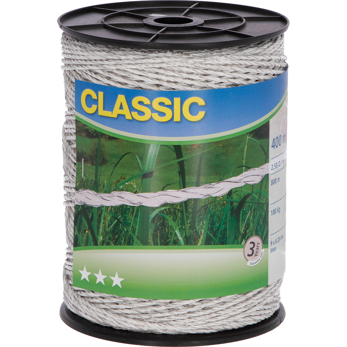 Kerbl Classic Weidezaunlitze, 400m weiß 9x 0,20