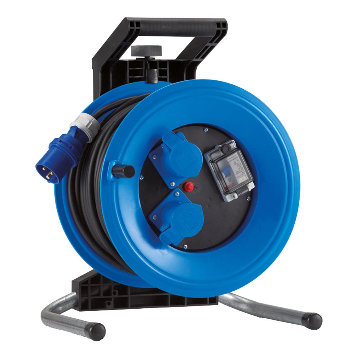 HEDI Kunststoff-Kabeltrommel Professional Plus Ø 320 mm mit FI-Schutzschalter
