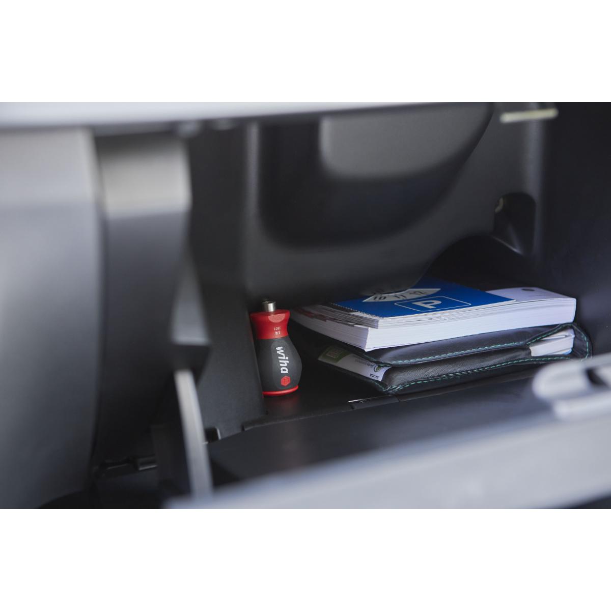 Wiha Schraubendreher mit Bit Magazin magnetisch Pozidriv, Phillips mit 6 Bits, Stubby, 1/4 zoll in SB-Kartonverpackung