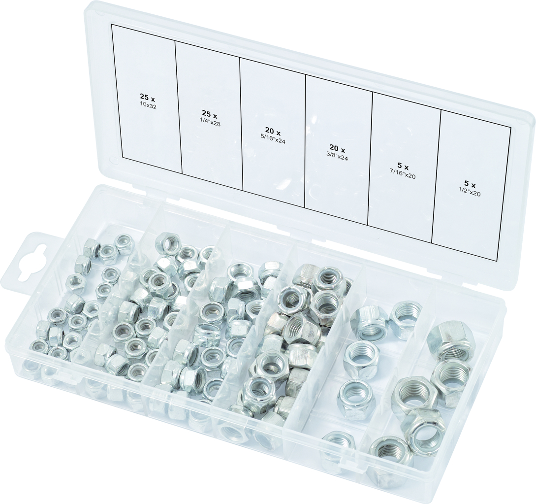KS Tools Sortiment Muttern, selbstsichernd, UNF, 100-tlg