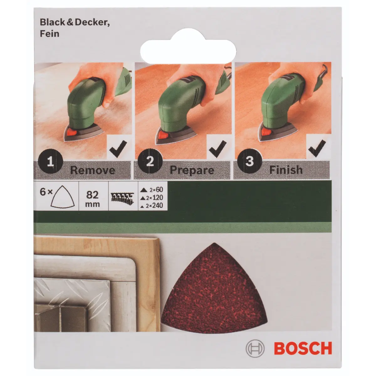 Bosch Schleifblatt-Set für Deltaschleifer 82 mm, 6-tlg.