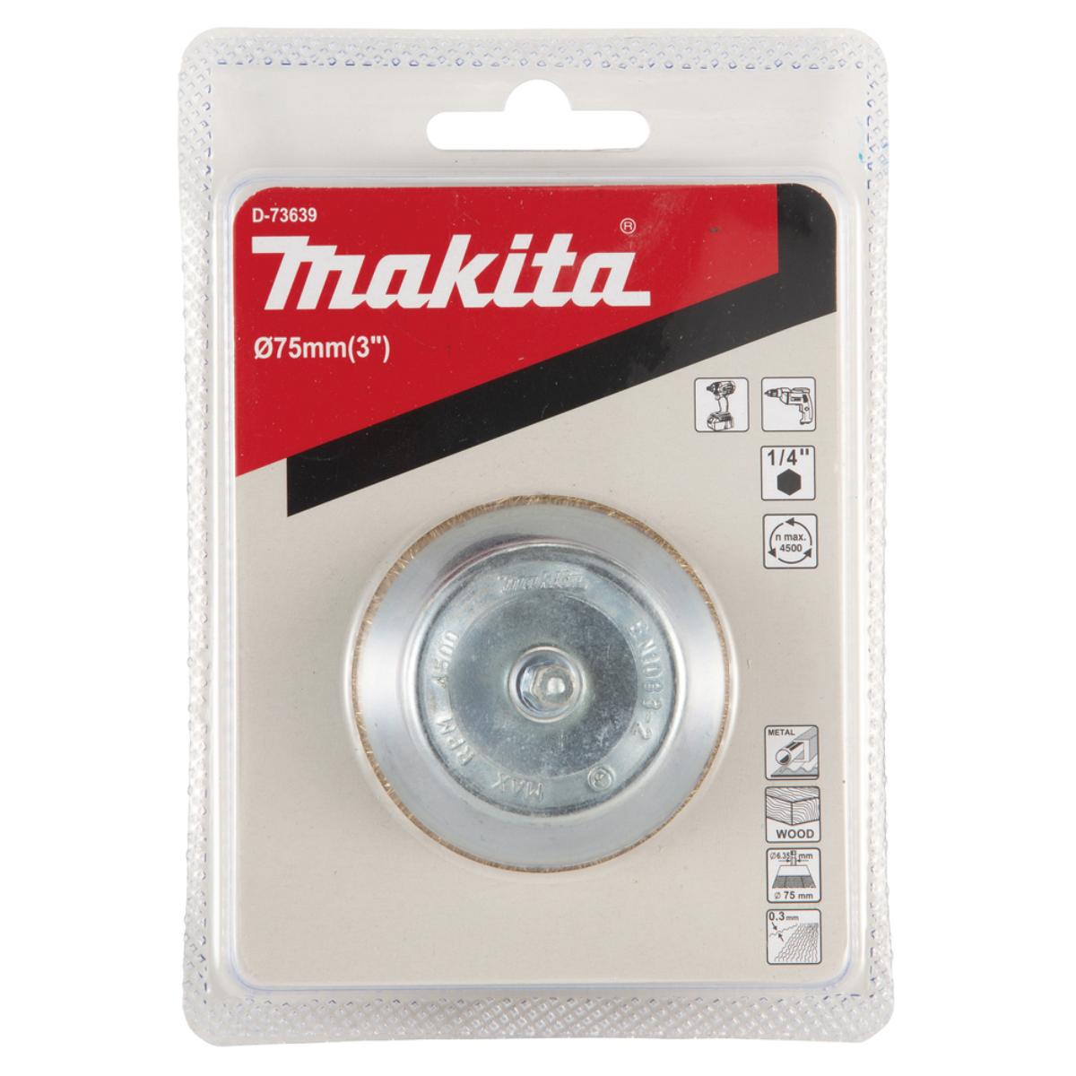Makita Topfbürste - 1/4 Zoll-Sechskant - gewellt - verzinkt