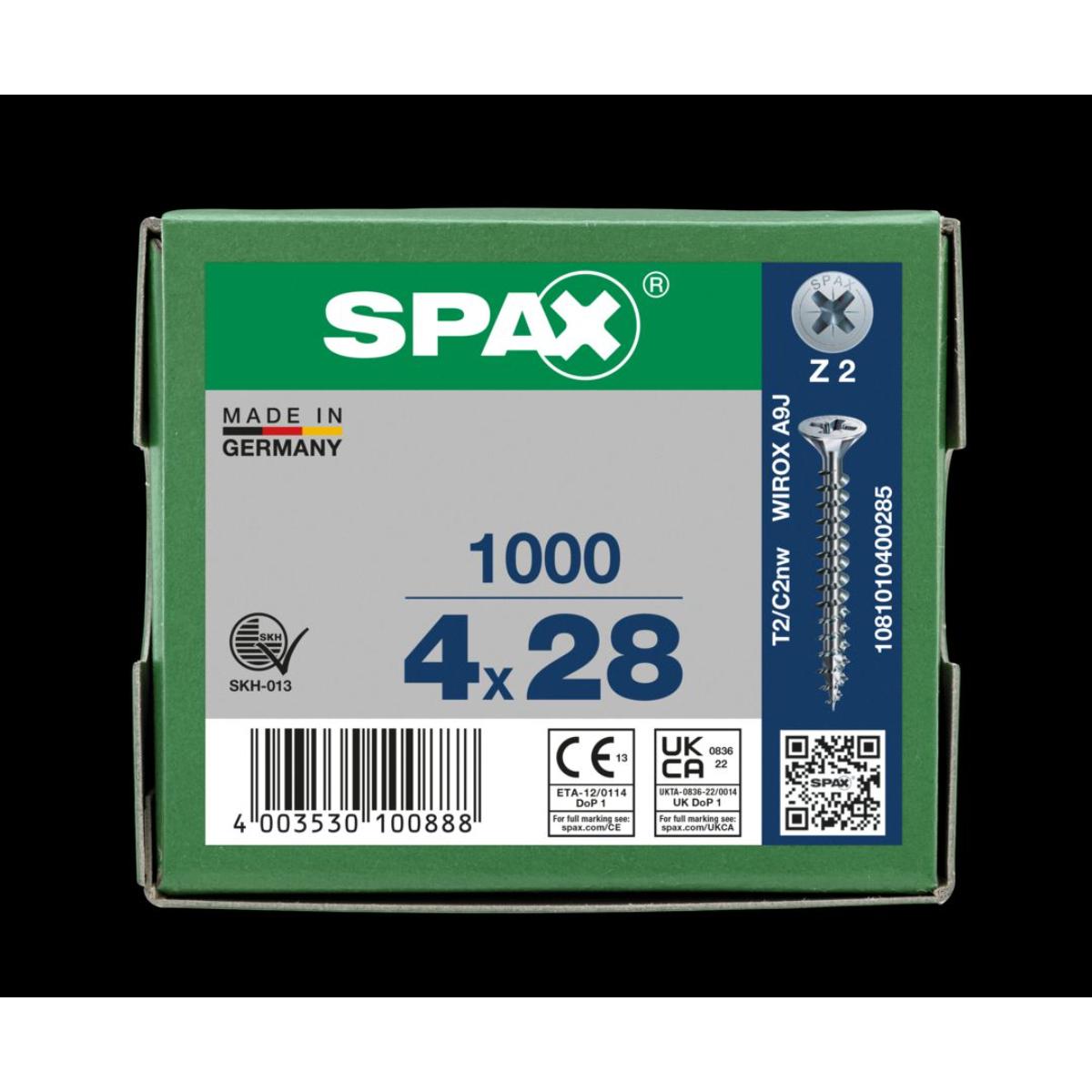 SPAX Senkmultikopf Bremsrippen Kreuzschlitz Z2 Vollgewinde WIROX, 1000 Stück