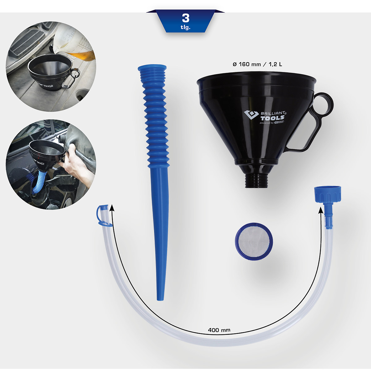 Brilliant Tools Universal-Trichter-Satz, 3-tlg