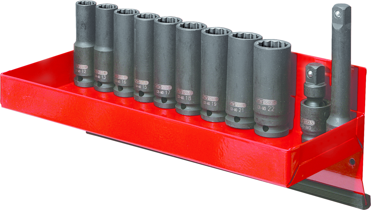 KS Tools 1/2" 12-kant-Kraft-Stecknuss-Satz, lang, 13-tlg