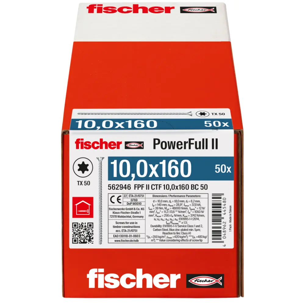 Fischer Vollgewindeschraube 10,0x160 PowerFull FPF II CTF 10 BC