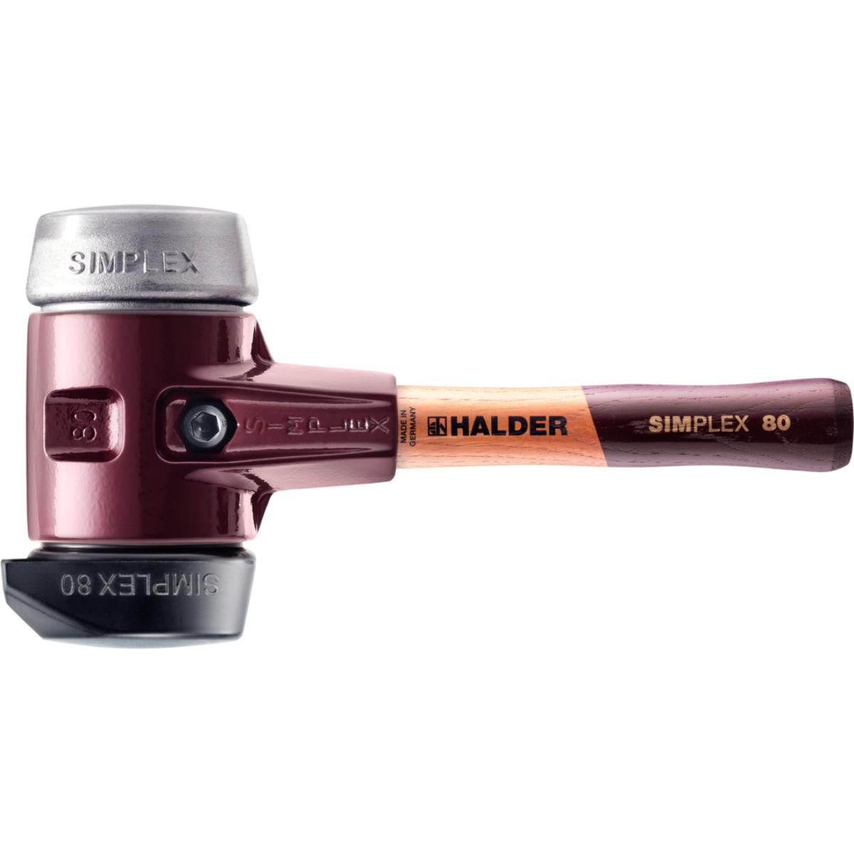 HALDER SIMPLEX - Schonhammer mit TE-Gehäuse und Holzstiel, Gummikomposition mit Standfuss