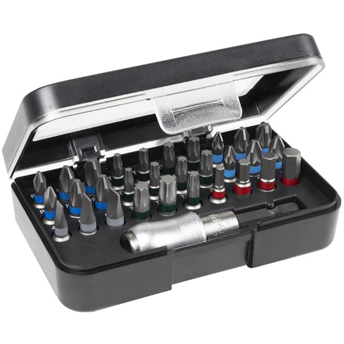 Wiha Bit Set Standard 25 mm gemischt 31-teilges Set 1/4 zoll C6,3 in Box mit Gürtelclip