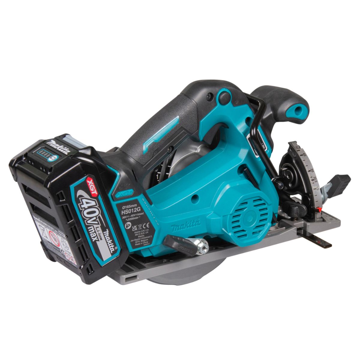 Makita Akku-Handkreissäge 57 mm 40V max. / 2,5 Ah, 2 Akkus + Ladegerät HS012GD201