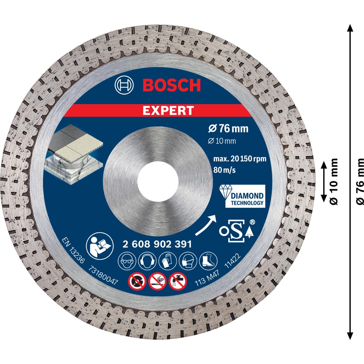 Bosch EXPERT Hard Ceramic 76 mm Diamant-Trennscheibe 76 x 1,5 x 10 mm