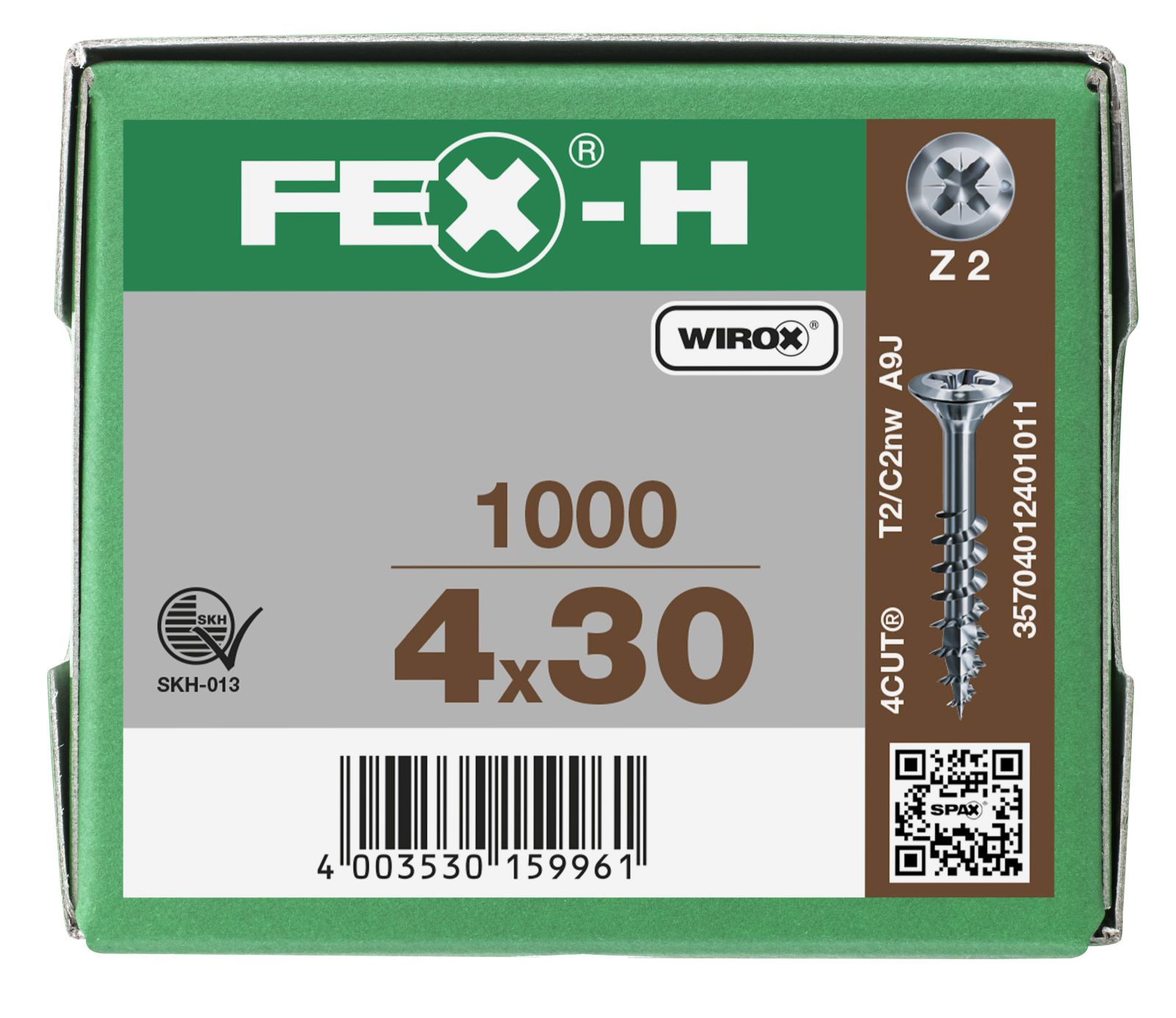 SPAX FEX-H BR Kreuzschlitz Z2 Teilgewinde WIROX, 1000 Stück