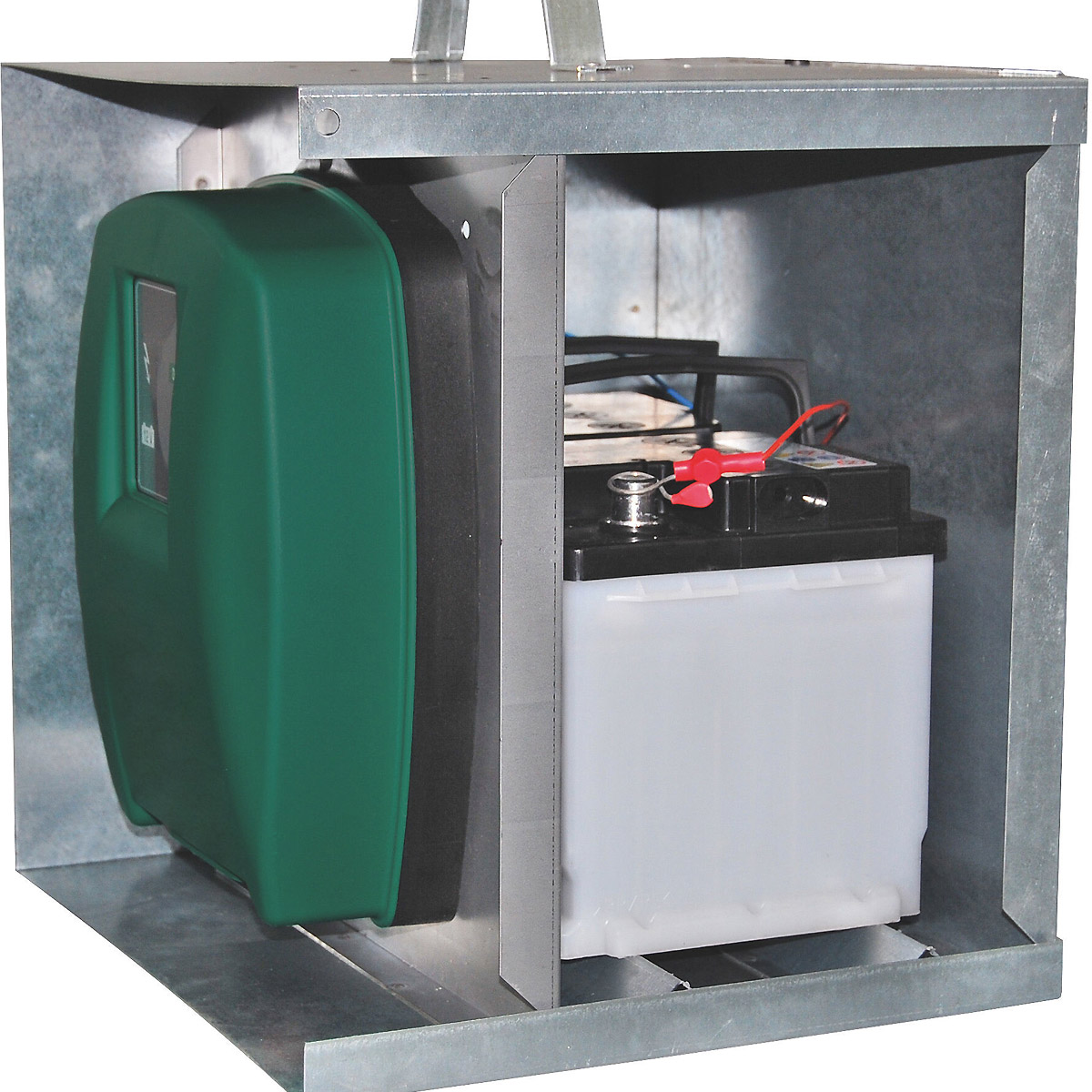 Kerbl Metall-Akkukasten mit Dach für AN-12V-Geräte