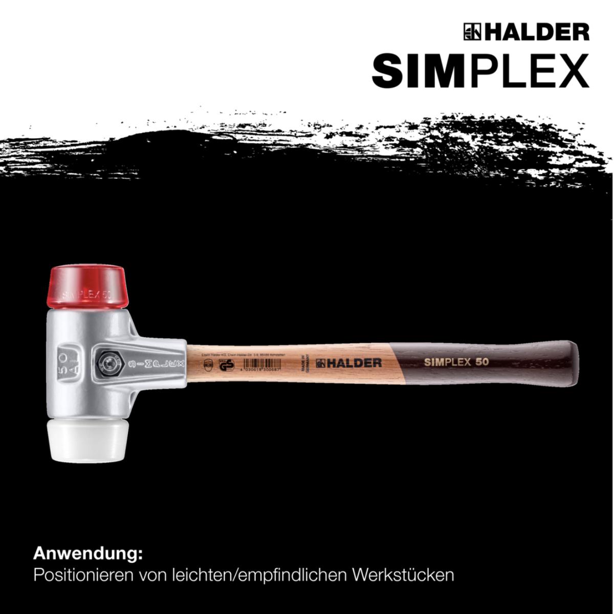HALDER SIMPLEX - Schonhammer mit Aluminiumgehäuse und hochwertigem Holzstiel, Plastik / Superplastik