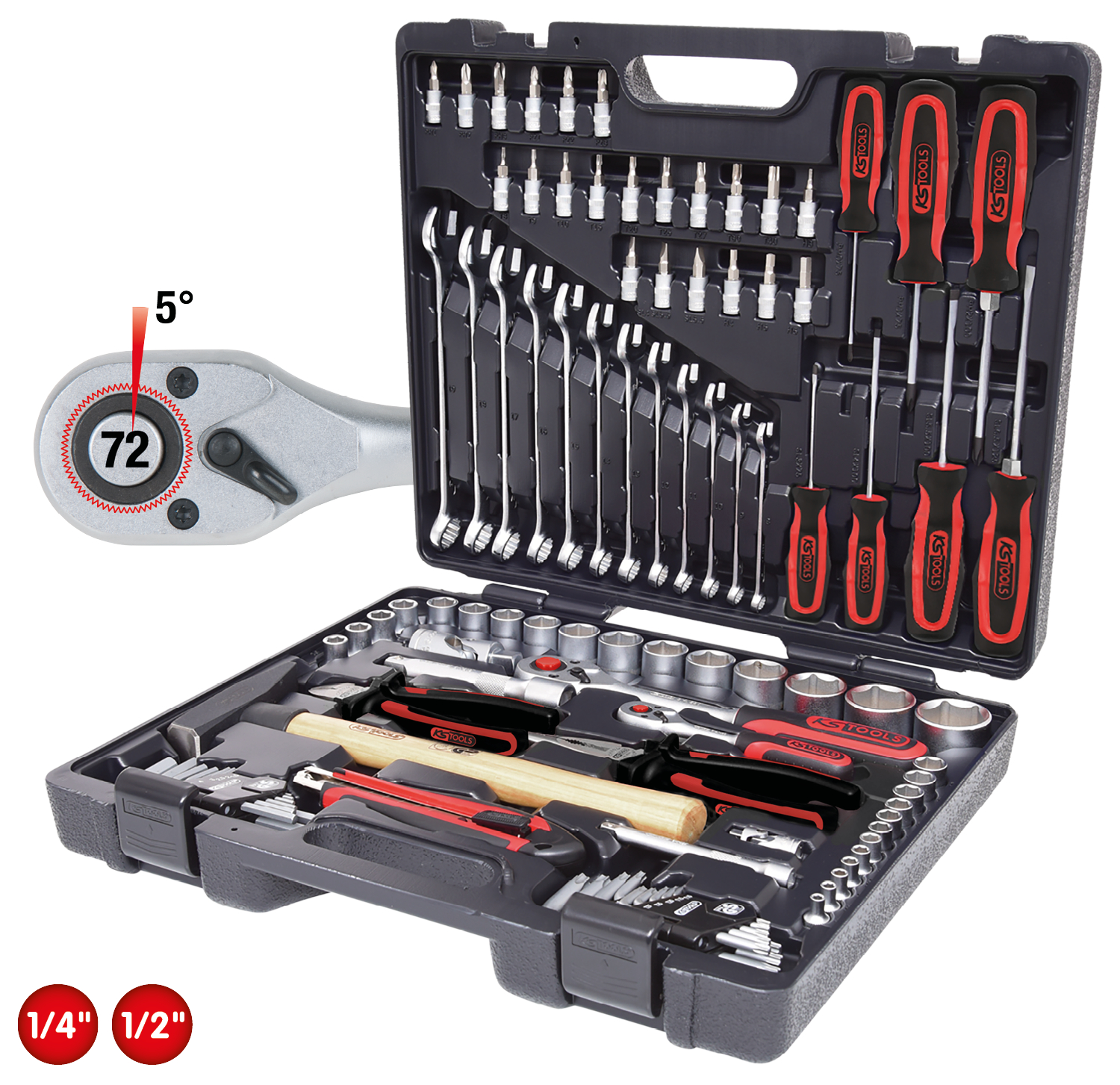 KS Tools 1/4"+1/2" Universal-Werkzeug-Satz, 97-tlg