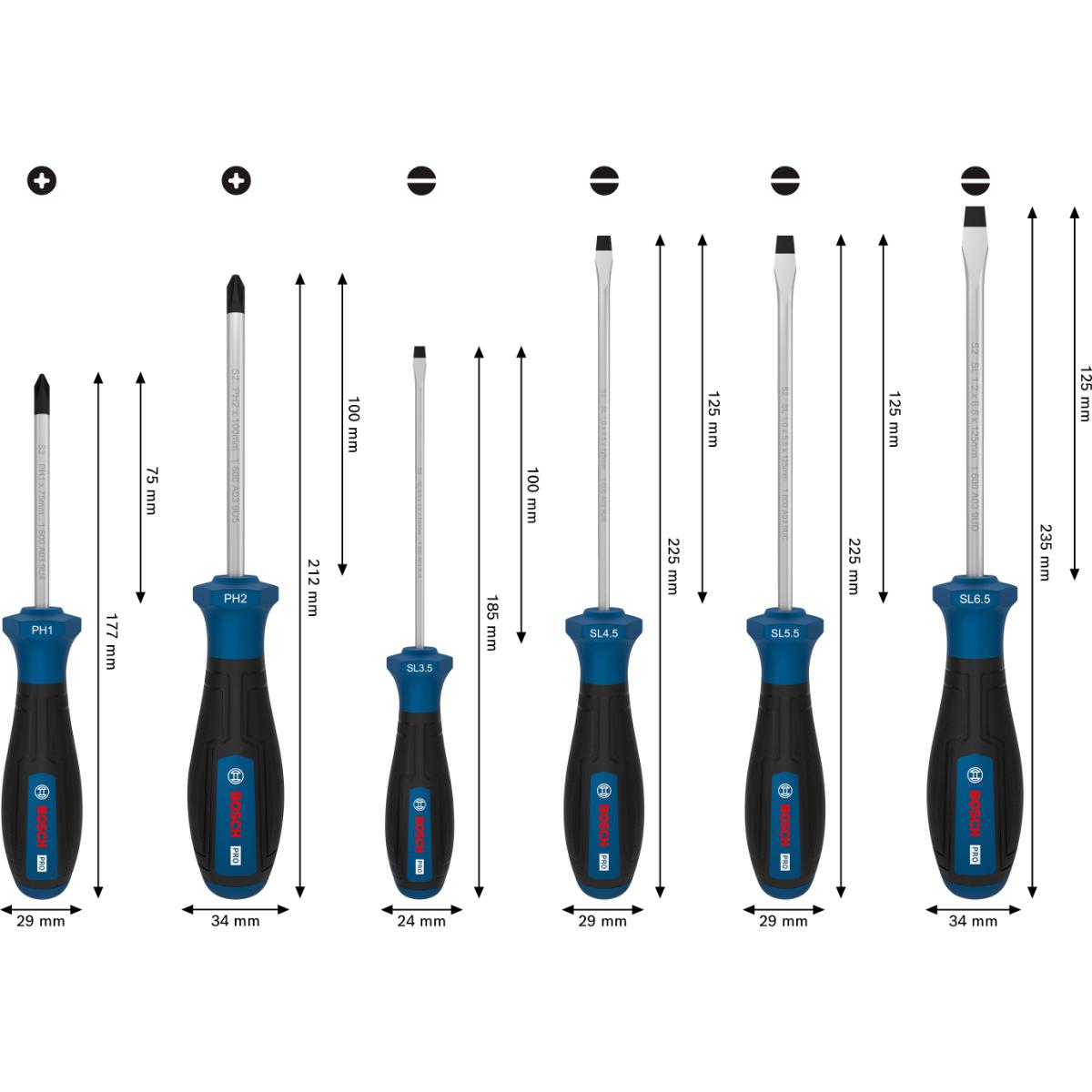 Bosch PRO Schraubendreher PH/SL, 6-teilges Set