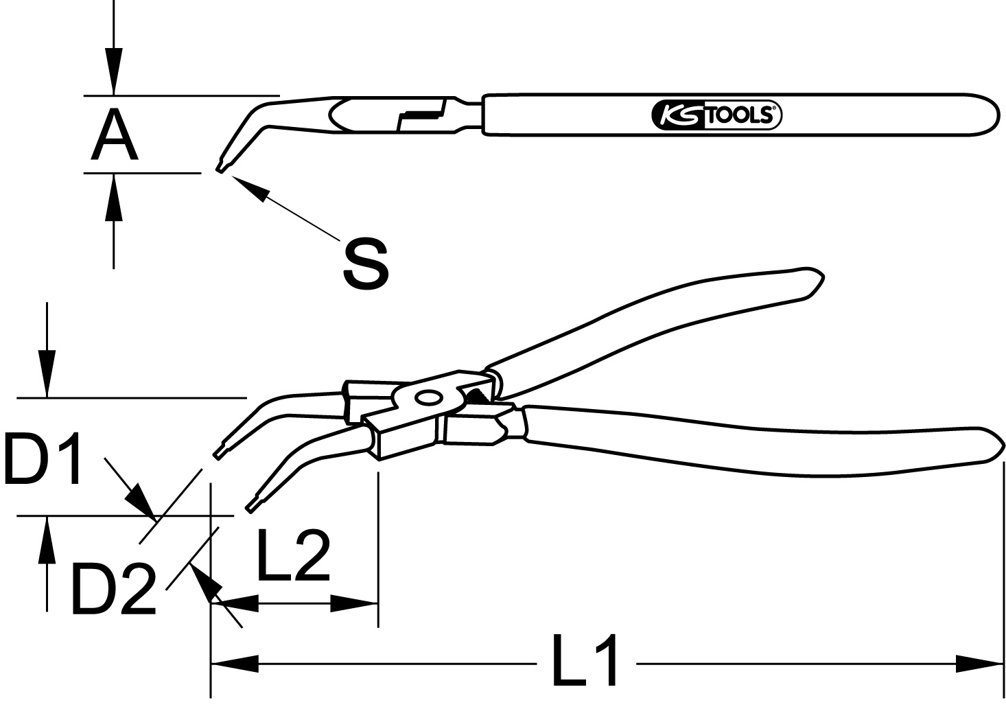 KS Tools Radlager-Sicherungszange, abgewinkelt
