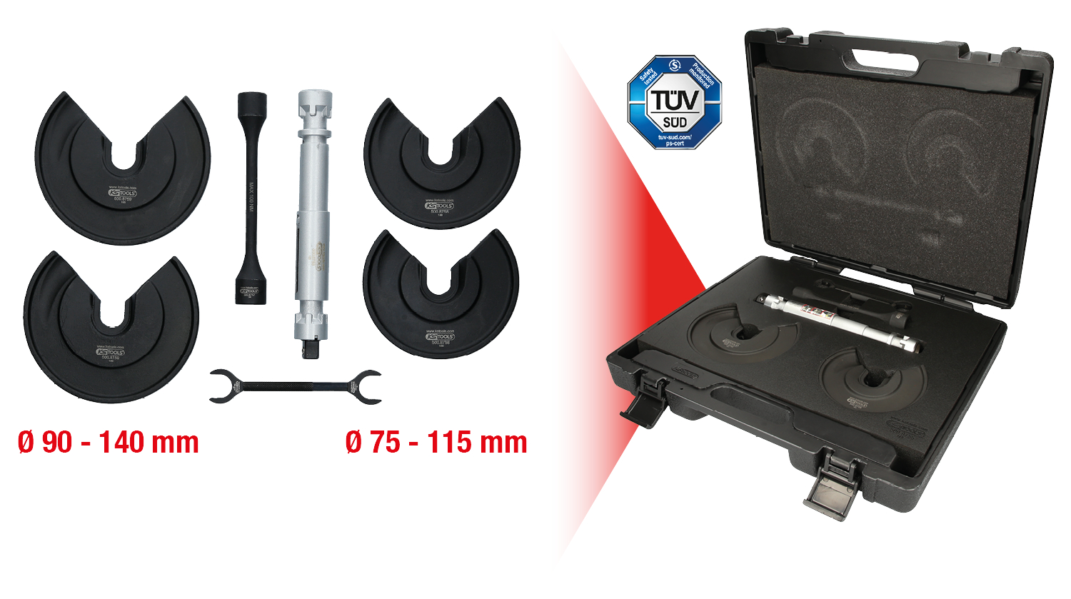 KS Tools Universal-Teleskop-Centerspanner-Satz für innenliegende Federn, 9-tlg