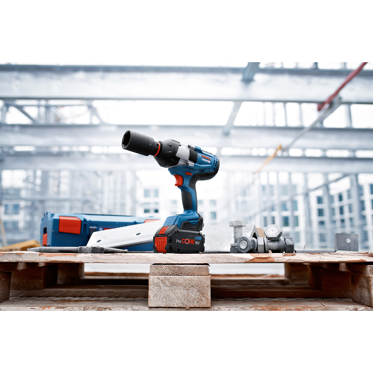 Bosch Akku-Drehschlagschrauber GDS 18V-1050 H mit 2x Akku, Schnellladegerät, L-BOXX