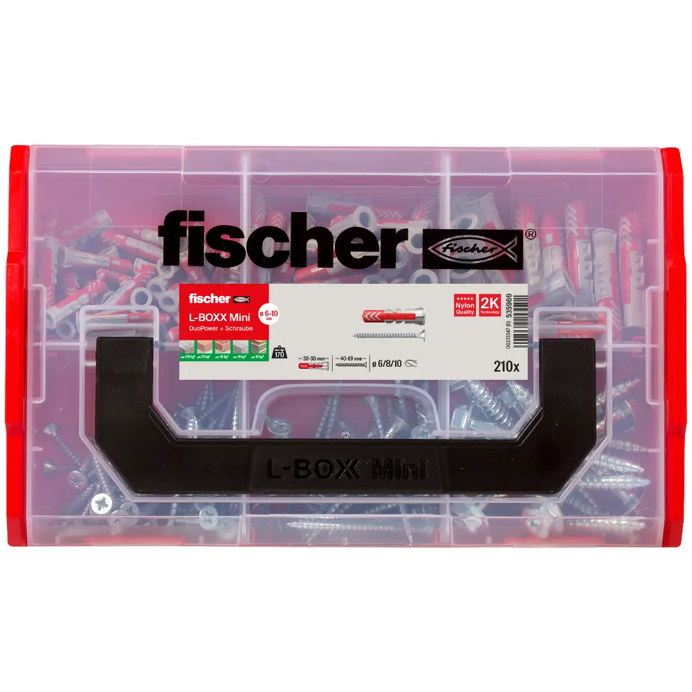 Fischer Dübelsortiment L-BOXX mini DuoPower + Schraube (210 Teile)