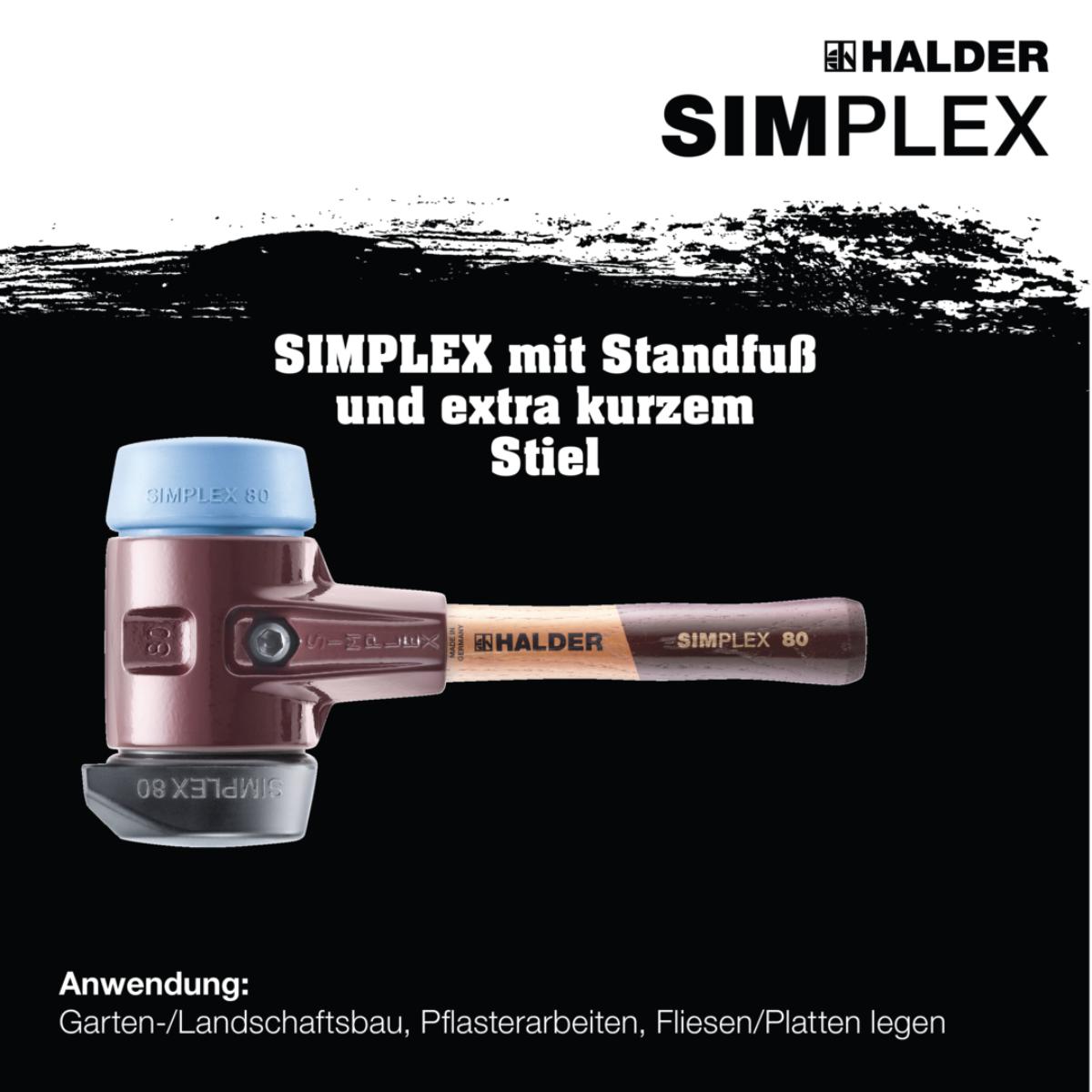 HALDER SIMPLEX - Schonhammer mit TE-Gehäuse und Holzstiel, Gummikomposition mit Standfuss / TPE-soft