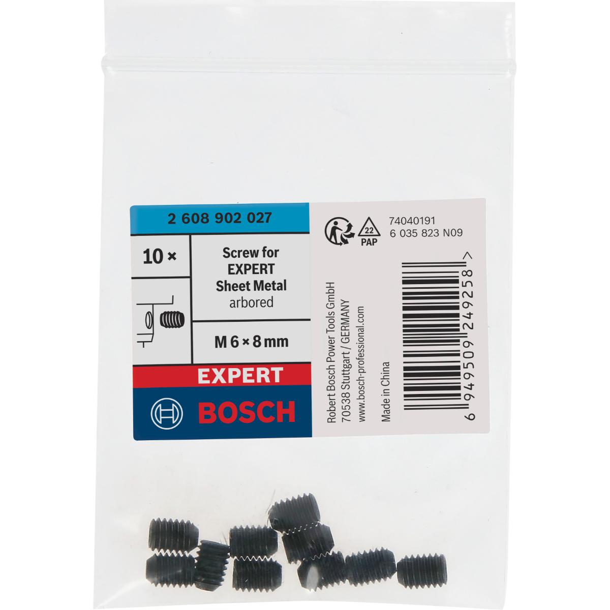 Bosch Schraube für EXPERT Sheet Metal Lochsäge mit Aufsteckhalter, M6x5x48 mm, 10-Stück