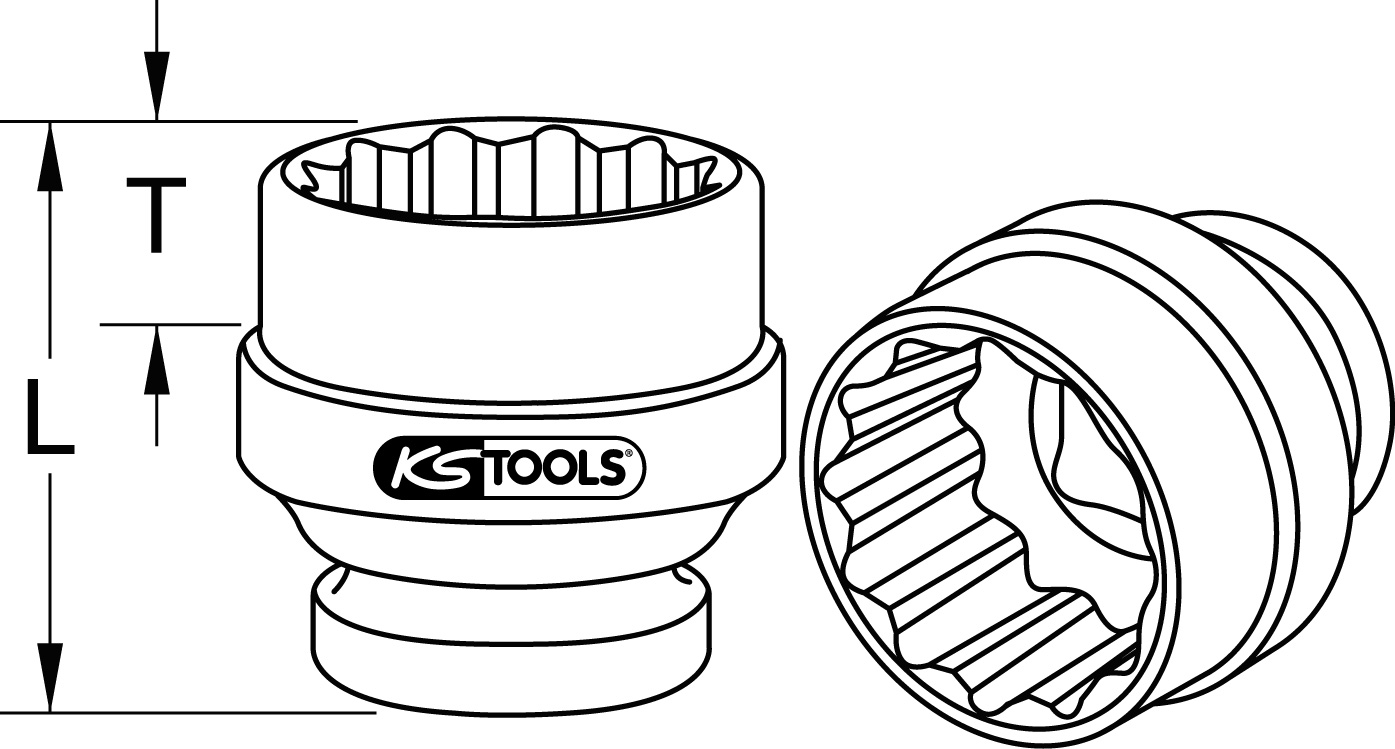 KS Tools 1" 12-kant-Kraft-Stecknuss, kurz