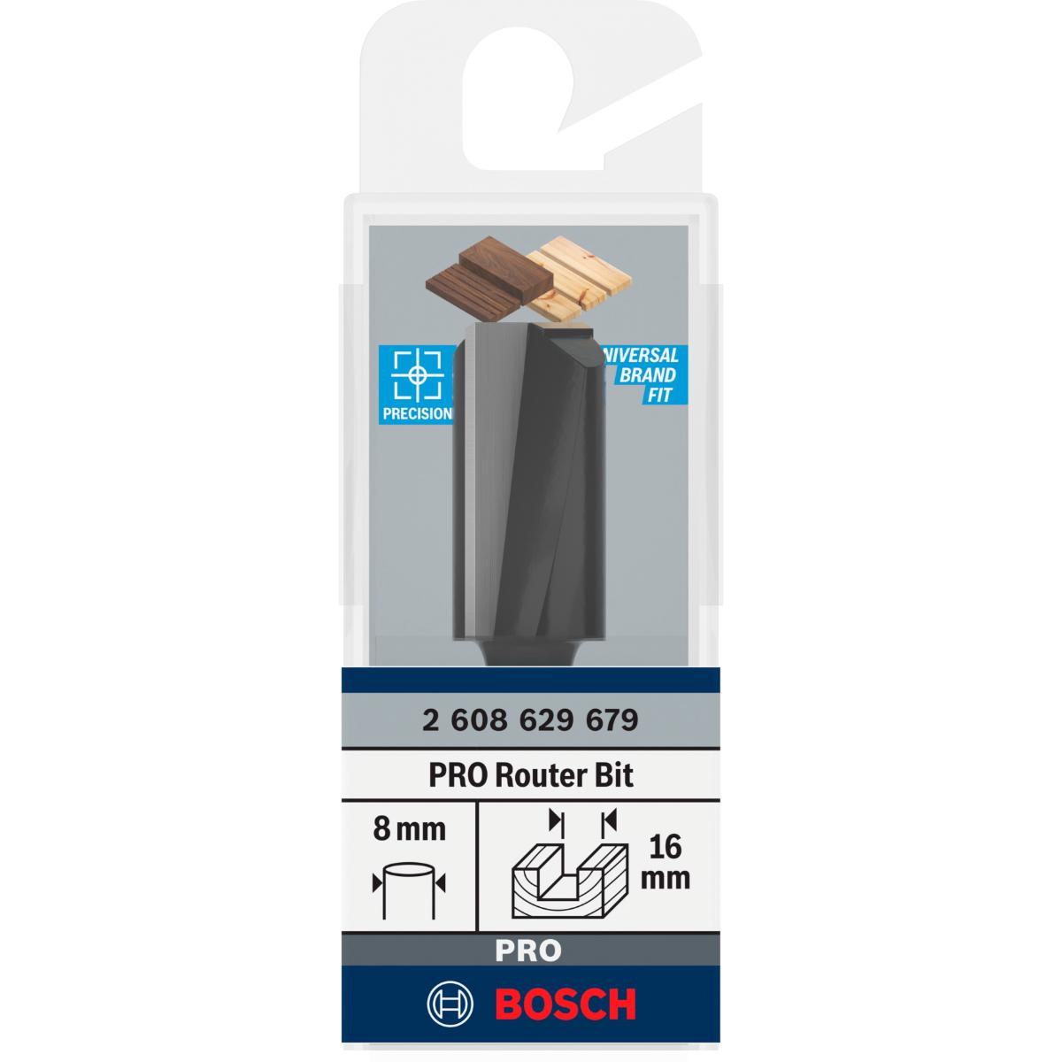 Bosch PRO Nutfräser, zweischneidig, Ø 16 x L 30, Schaft 8 mm