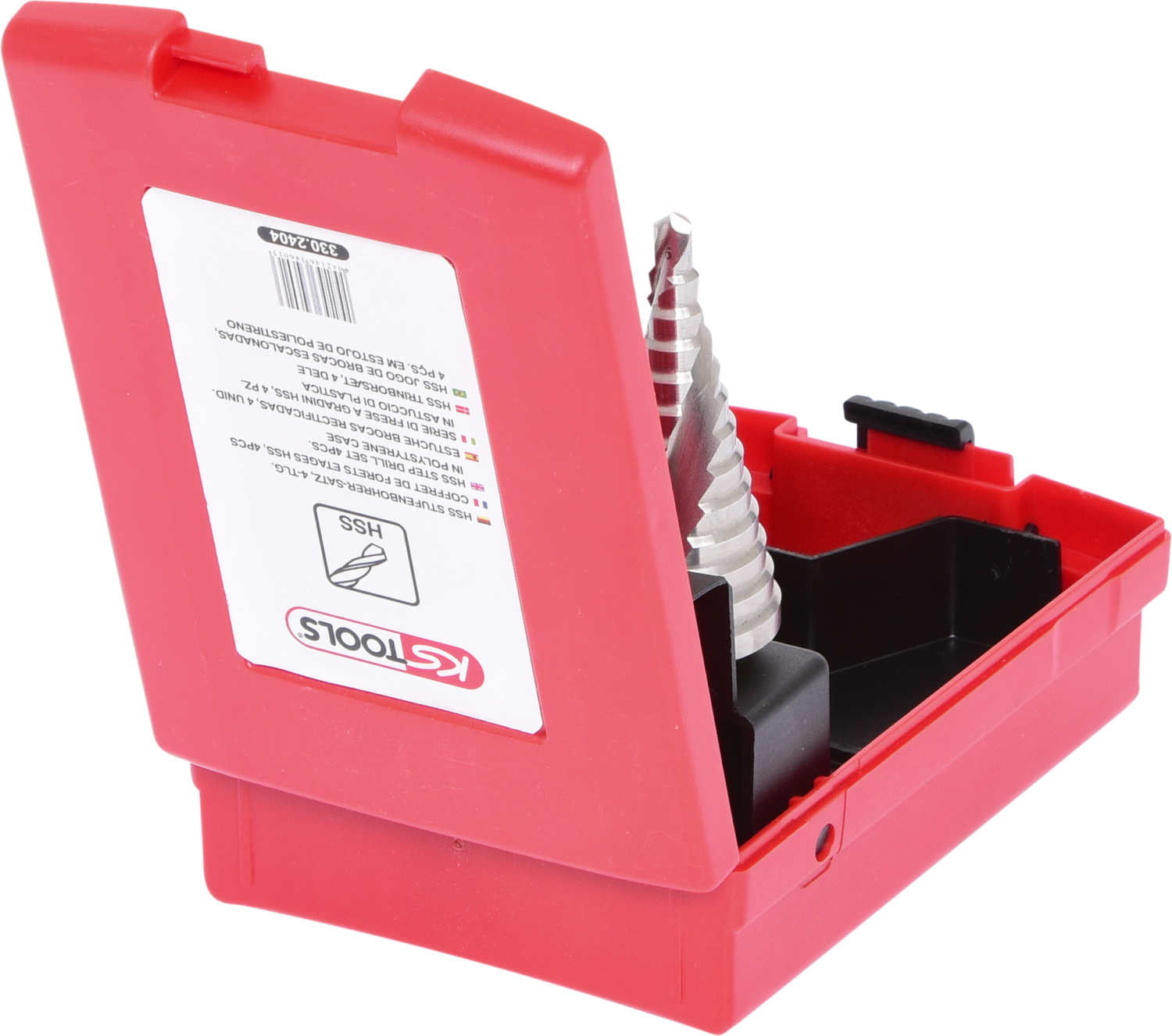 KS Tools HSS Stufenbohrer-Satz, Kunststoffkassette 3-tlg