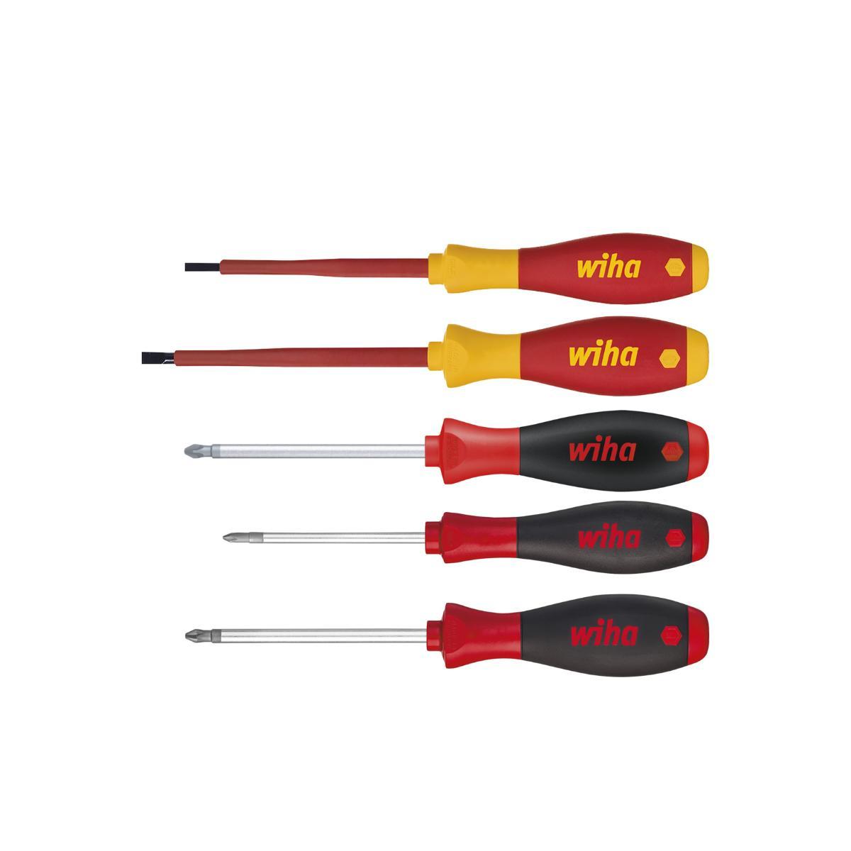 Wiha Schraubendreher Set SoftFinish gemischtSchlitz, Phillips, Pozidriv 5-teilges Set