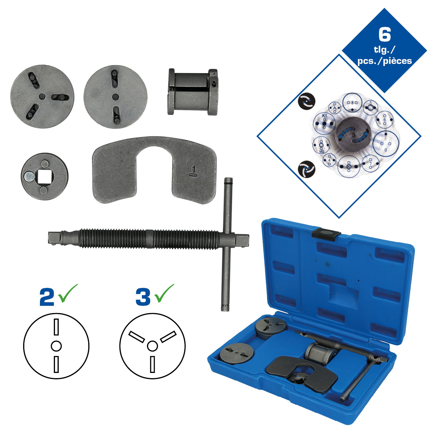 Brilliant Tools Universal-Bremskolben-Rückstellwerkzeug-Satz, 5-tlg - BT701150