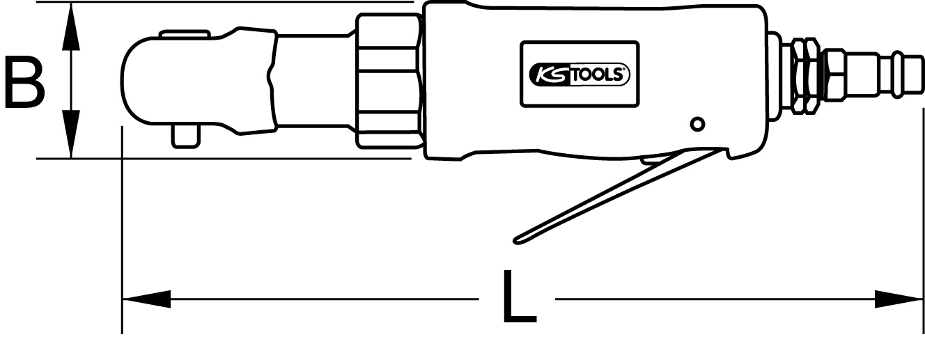 KS Tools 3/8" SlimPOWER Mini-Druckluft-Umschaltratsche 30Nm