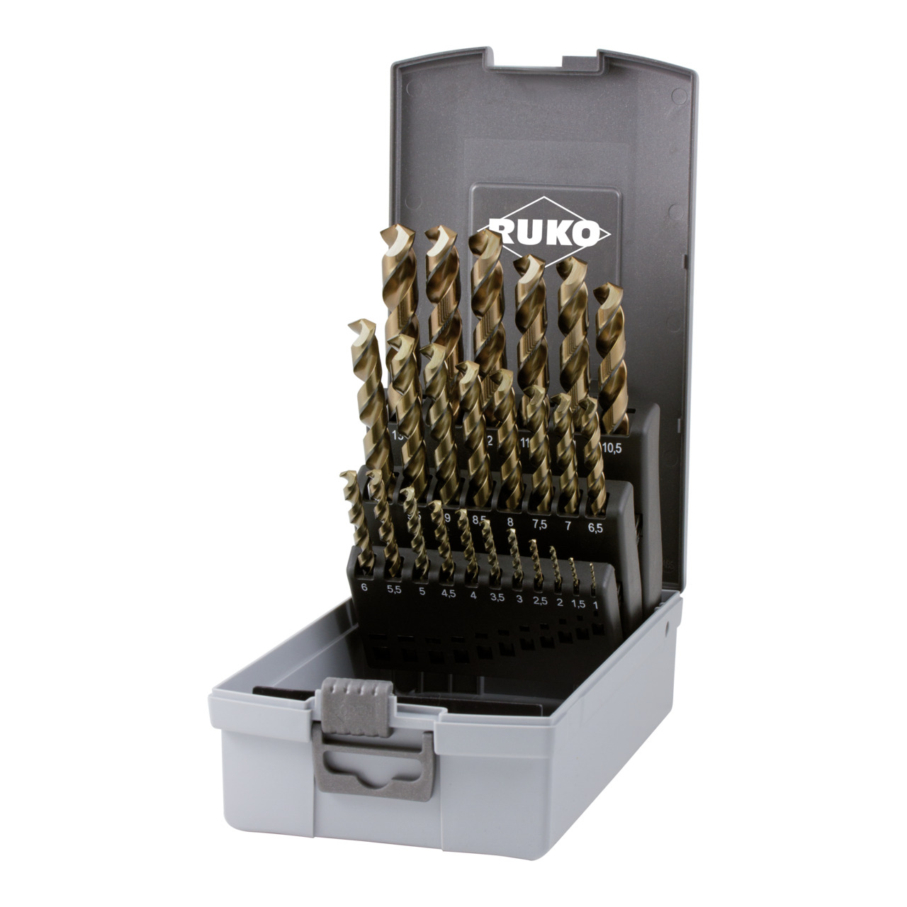 RUKO Spiralbohrer-Satz DIN 338 Typ UNI HSS-Co 5 - 25-tlg.