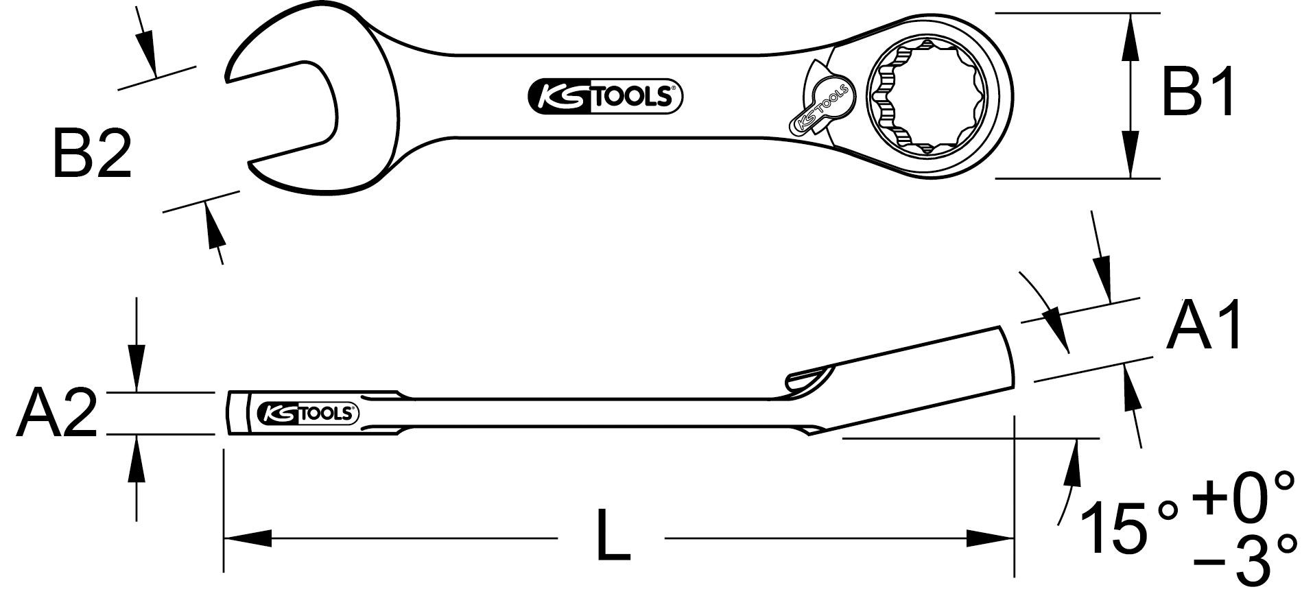 KS Tools GEARplus Ratschenringmaulschlüssel, kurz